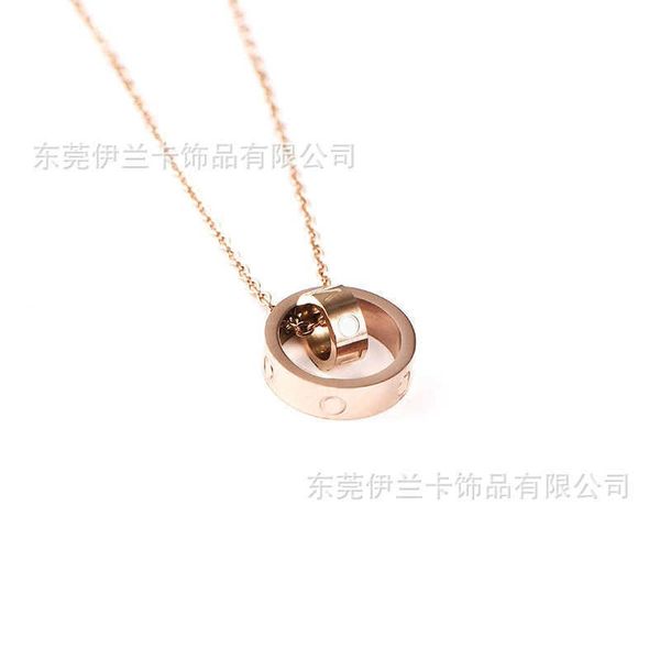 p5a3 high-quality card screw double ring necklace eternal love rose gold love titanium steel pendant does not change color, Silver
p5a3 high-quality card screw double ring necklace eternal love rose gold love titanium steel pendant does not change color, Silver