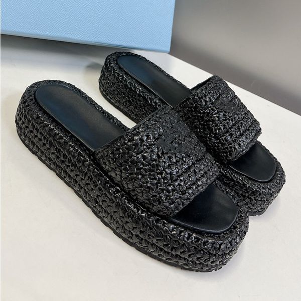 5a brand designer shoes fashion lafite woven shoes straw woven slippers luxury thick sole sandals flip-flops with pa size 35-40, Black
5a brand designer shoes fashion lafite woven shoes straw woven slippers luxury thick sole sandals flip-flops with pa size 35-40, Black
