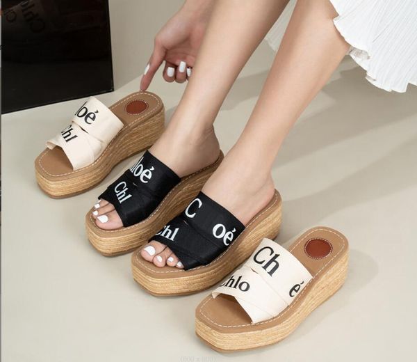 net red ch home fashion letter straw woven platform slippers women wear a word leisure canvas wedge sandals women, Black
net red ch home fashion letter straw woven platform slippers women wear a word leisure canvas wedge sandals women, Black