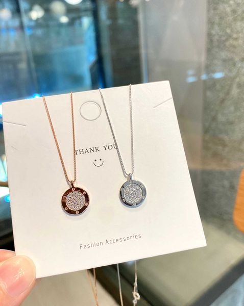 ok0b high-quality 925 sterling silver necklace fashionable girl card full diamond round label
ok0b high-quality 925 sterling silver necklace fashionable girl card full diamond round label