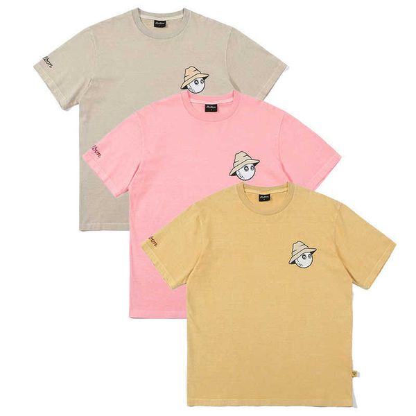 men's t-shirts malbon golf korean 2023 new loose relaxed breathable round neck printed letter short sleeve t-shirt, White;black