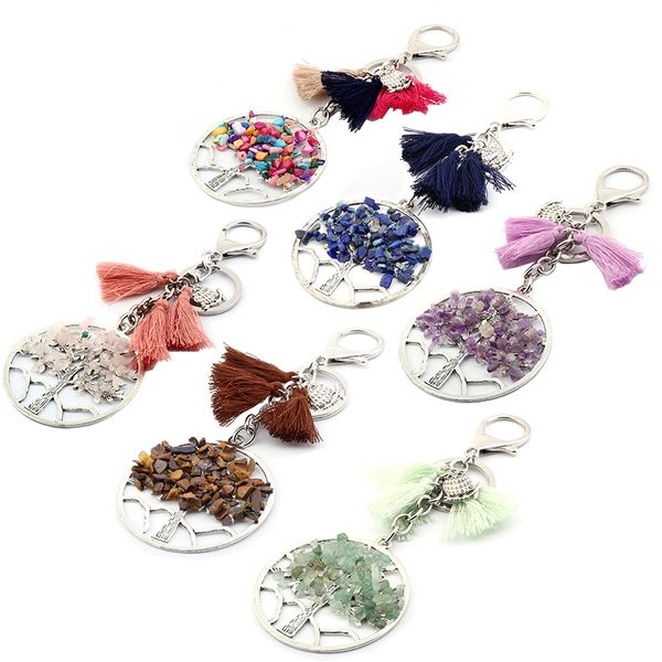 natural gravel life tree keychain crystal stone tassel keychain bag decoration pendant keyring key chains, Silver
natural gravel life tree keychain crystal stone tassel keychain bag decoration pendant keyring key chains, Silver