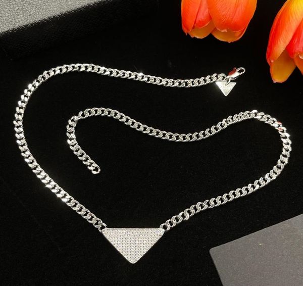inverted triangle necklace letter diamond set fashion new high-end jewelry, Silver 
inverted triangle necklace letter diamond set fashion new high-end jewelry, Silver