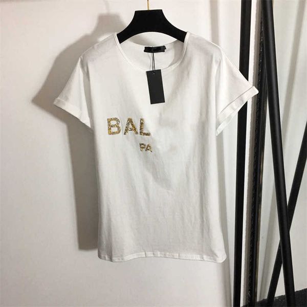 summer new womens t-shirt nail drill letters loose round neck cool and breathable hundred short-sleeved t-shirt 2 colors 3 sizes designer t, White
summer new womens t-shirt nail drill letters loose round neck cool and breathable hundred short-sleeved t-shirt 2 colors 3 sizes designer t, White