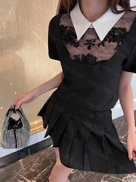 23ss women shirt womens designer clothing high neck blouse flocking logo lace splicing shoulder matching color lapel short-sleeved shirt wom, White
23ss women shirt womens designer clothing high neck blouse flocking logo lace splicing shoulder matching color lapel short-sleeved shirt wom, White