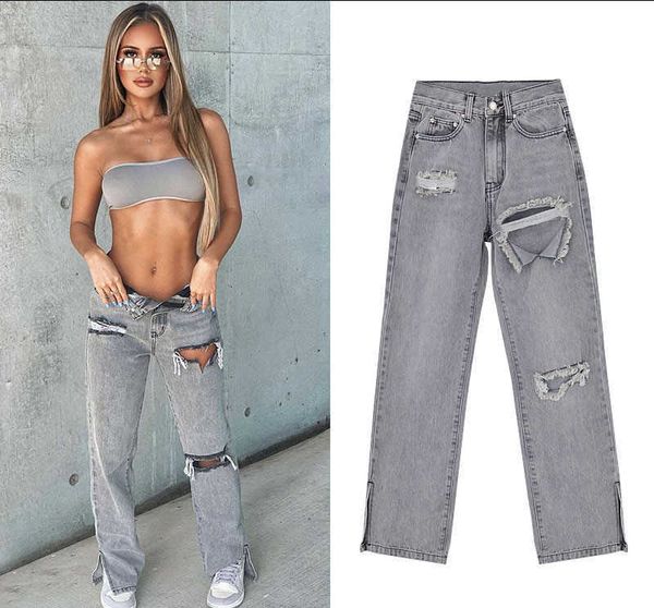 women's high waist slim straight jeans pants holes exposed feet mop pants low hanging micro bell-bottoms casual fashion pants, Blue
women's high waist slim straight jeans pants holes exposed feet mop pants low hanging micro bell-bottoms casual fashion pants, Blue