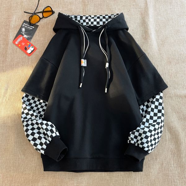 men women plaid sleeve cotton sweatshirt gothic patchwork long sleeve plaid pullovers korean vintage plaid splice hoody punk, Black
men women plaid sleeve cotton sweatshirt gothic patchwork long sleeve plaid pullovers korean vintage plaid splice hoody punk, Black