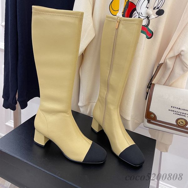 women long boots fashion genuine leather mixed color woman knee high boot runway outfit chunky high heels party dress booties 40, Black;white
women long boots fashion genuine leather mixed color woman knee high boot runway outfit chunky high heels party dress booties 40, Black;white