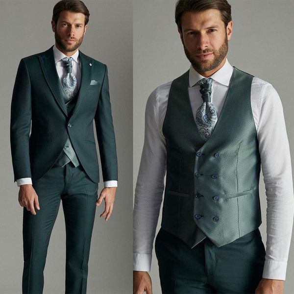 luxury men wedding tuxedos slim fit 3 pieces blazers pants vest male groom fashion man formal business work wear dress suits, Black;gray
luxury men wedding tuxedos slim fit 3 pieces blazers pants vest male groom fashion man formal business work wear dress suits, Black;gray