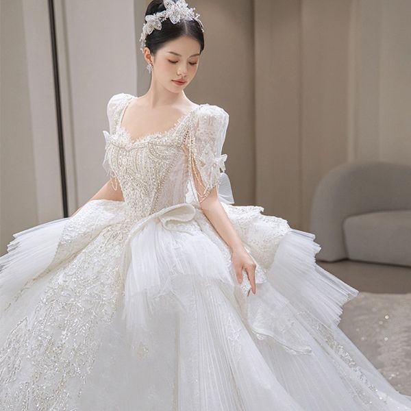 arabic dubai women' wedding dress 2023 scoop short sleeves beads crystal lace ruffles puffy princess bridal gown vestidos de novia cus, White
arabic dubai women' wedding dress 2023 scoop short sleeves beads crystal lace ruffles puffy princess bridal gown vestidos de novia cus, White