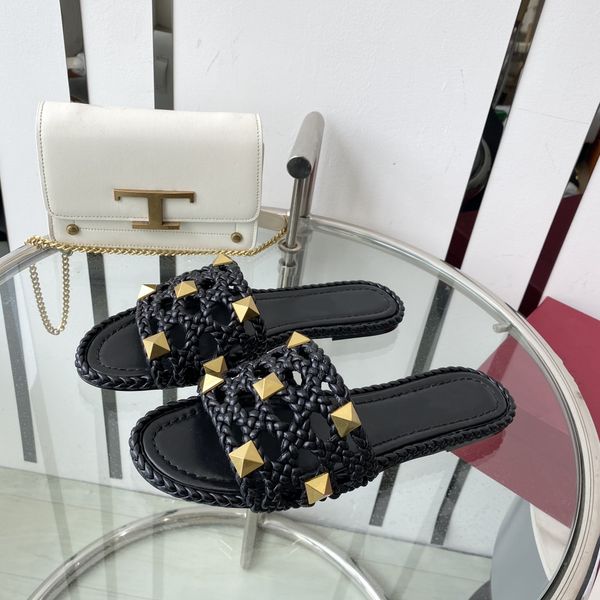 women summer slippers fashion rivest weaved hollow slides women party dress vacation flats beach sandals for women shoes 2023, Black;white
women summer slippers fashion rivest weaved hollow slides women party dress vacation flats beach sandals for women shoes 2023, Black;white