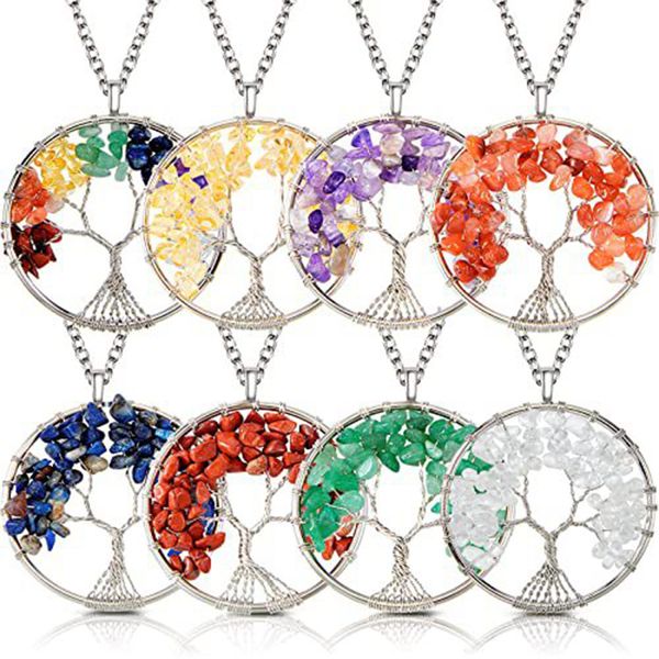 colorful life tree necklace natural gravel stone crystal pendant necklace fashion jewelry accessories, Silver
colorful life tree necklace natural gravel stone crystal pendant necklace fashion jewelry accessories, Silver