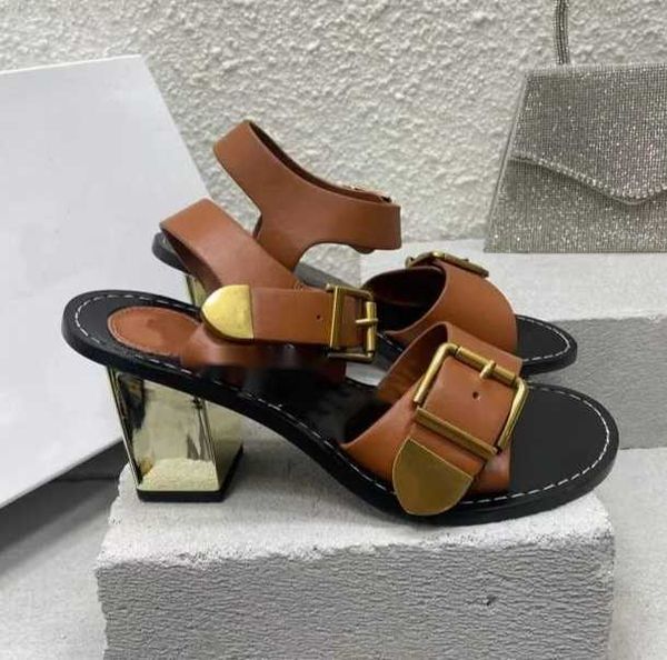 fashionable metal buckle leather thick heel sandals designer motorcycle women's sizes 35-40, Black
fashionable metal buckle leather thick heel sandals designer motorcycle women's sizes 35-40, Black