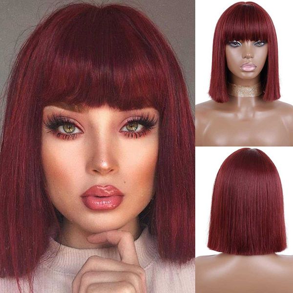 nxy hair wigs 8 10 12 14 inch synthetic wig short dark wine red bob with bangs shoulder length straight burgundy 230619, Black
nxy hair wigs 8 10 12 14 inch synthetic wig short dark wine red bob with bangs shoulder length straight burgundy 230619, Black