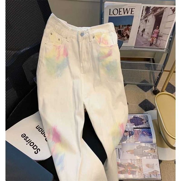 women's pants tie dyed graffiti high waisted white jeans women's large fat sister small sweet cool loose straight leg wide leg pan, Blue
women's pants tie dyed graffiti high waisted white jeans women's large fat sister small sweet cool loose straight leg wide leg pan, Blue