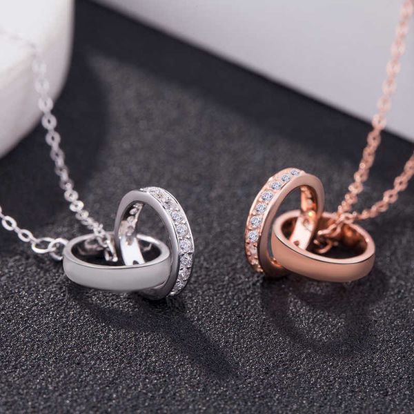 internet celebrity s925 sterling silver double ring chain necklace circle slightly set with diamonds fashion carti clavicle pendant rose gol, Black
internet celebrity s925 sterling silver double ring chain necklace circle slightly set with diamonds fashion carti clavicle pendant rose gol, Black