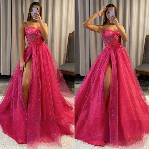 rosy pink prom dresses spaghetti bone bodice glitter party evening gowns split formal long special occasion dress, Black
rosy pink prom dresses spaghetti bone bodice glitter party evening gowns split formal long special occasion dress, Black