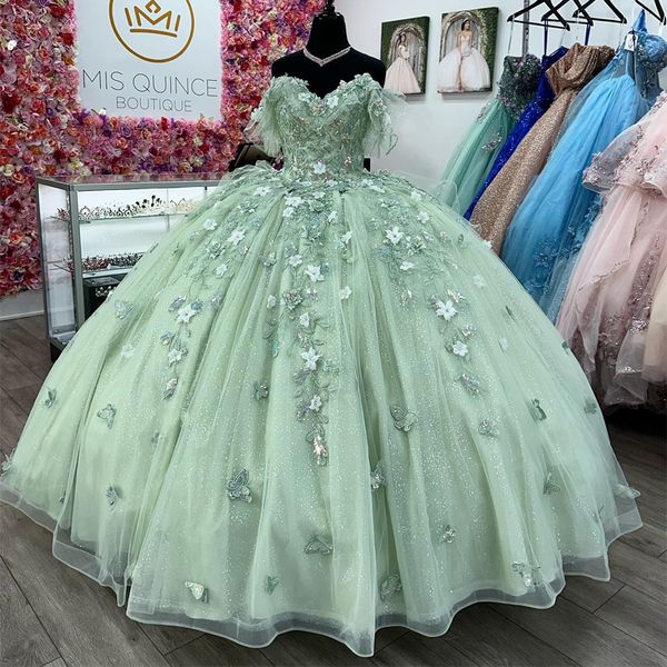 sage green shiny off shoulder girls appliques lace sweet 16 quinceanera dress applique crystal bow princess party gown, Blue;red
sage green shiny off shoulder girls appliques lace sweet 16 quinceanera dress applique crystal bow princess party gown, Blue;red
