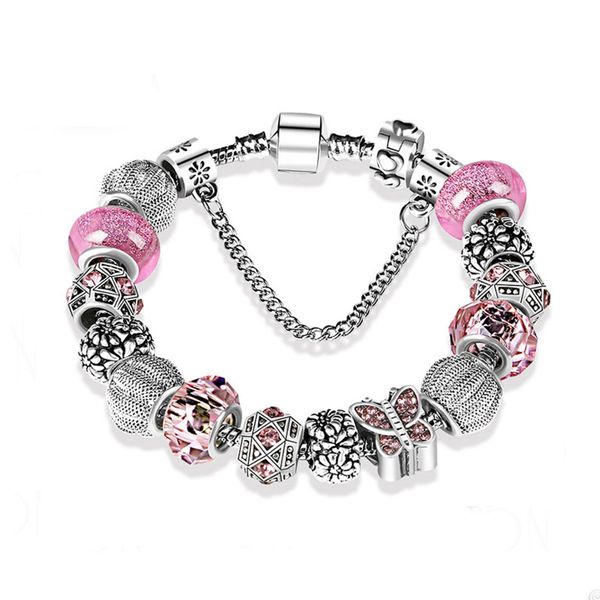 cute pink charm bracelet for pandora 925 silver plated snake chain bracelets designer jewelry for women grils crystal diamond beads bracelet, Golden;silver
cute pink charm bracelet for pandora 925 silver plated snake chain bracelets designer jewelry for women grils crystal diamond beads bracelet, Golden;silver