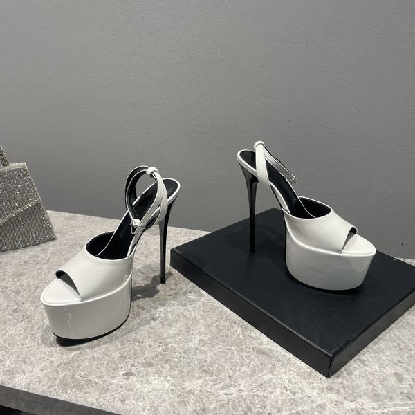 women summer sandals fashion genuine patent leather sandals super high heels flat platform women party dress pumps shoes 2023, Black;white
women summer sandals fashion genuine patent leather sandals super high heels flat platform women party dress pumps shoes 2023, Black;white