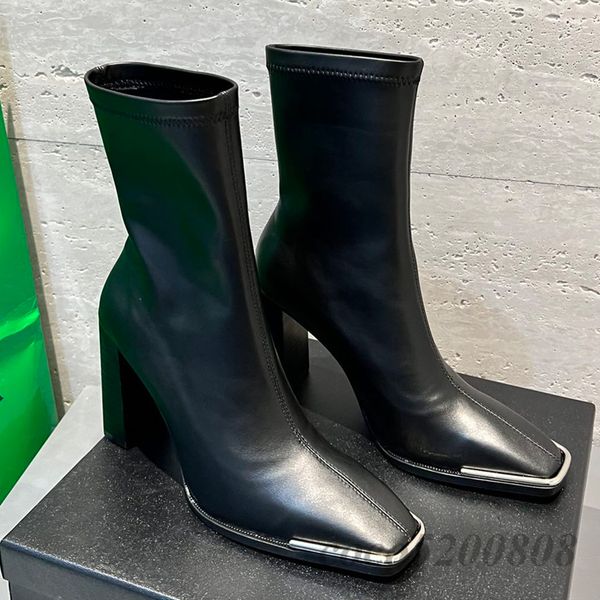 women ankle boots fashion mental toe genuine leather chunky high heels woman short boots runway outfit party dress booties woman, Black;white
women ankle boots fashion mental toe genuine leather chunky high heels woman short boots runway outfit party dress booties woman, Black;white
