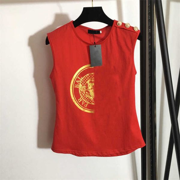 designer t shirt womens clothes pure cotton fabric foil printing round neck metal shoulder button sleeveless t-shirt small tank 3 colors 3 s, White
designer t shirt womens clothes pure cotton fabric foil printing round neck metal shoulder button sleeveless t-shirt small tank 3 colors 3 s, White