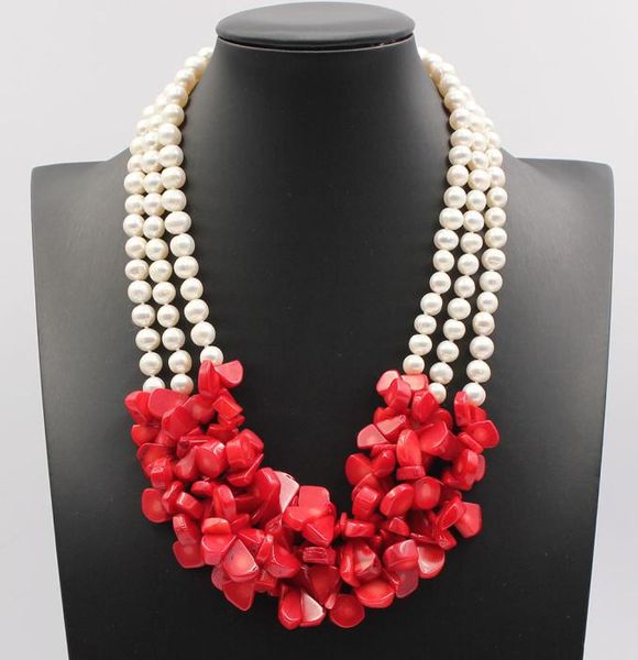 guaiguai jewelry 3 strands natural white potato round pearl red coral necklace handmade ethnic style for women3367991, Silver
guaiguai jewelry 3 strands natural white potato round pearl red coral necklace handmade ethnic style for women3367991, Silver