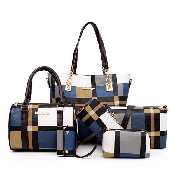 new plaid six piece cover mother tote bag color contrast fashion one shoulder portable women's bag
new plaid six piece cover mother tote bag color contrast fashion one shoulder portable women's bag
