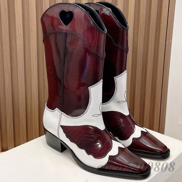 women knee high boots fashion mixed color patchwork genuine leather cowboy combat boot runway outfit low heels slip on booties, Black;white
women knee high boots fashion mixed color patchwork genuine leather cowboy combat boot runway outfit low heels slip on booties, Black;white