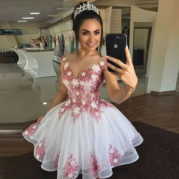 high neck tulle short/mini homecoming dresses with 3d flowers lace appliques a-line formal prom crystal birthday graduation cocktail party g, Blue;pink
high neck tulle short/mini homecoming dresses with 3d flowers lace appliques a-line formal prom crystal birthday graduation cocktail party g, Blue;pink