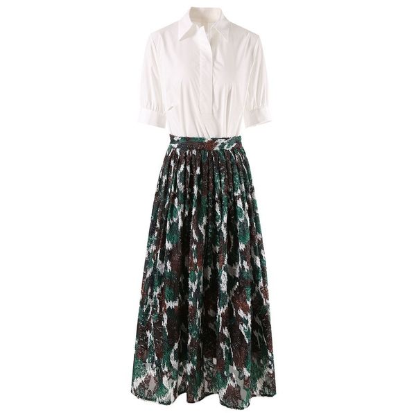 european and american women's clothes 2023 summer new five-point sleeve white shirt flocking pleated skirt fashion suit
european and american women's clothes 2023 summer new five-point sleeve white shirt flocking pleated skirt fashion suit