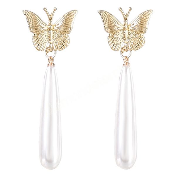 fashion metal butterfly imitation pearl earrings women's popular exaggerated dangle earrings party accessories, Silver
fashion metal butterfly imitation pearl earrings women's popular exaggerated dangle earrings party accessories, Silver