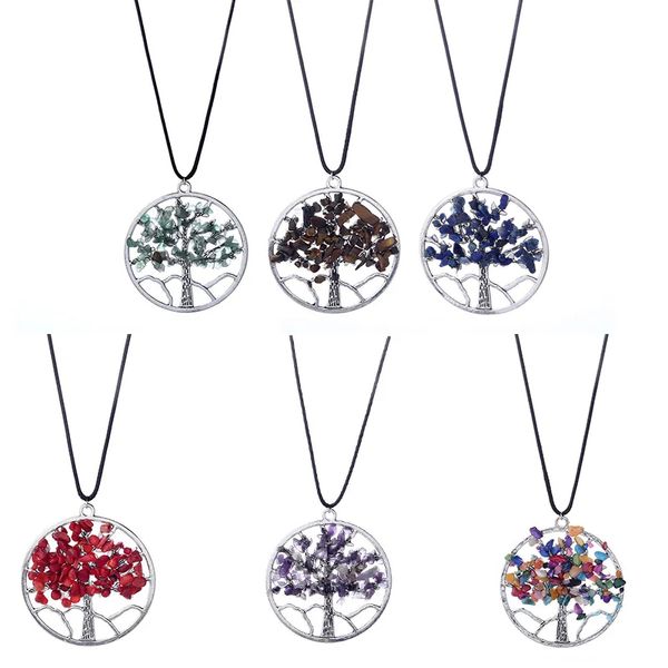 bohemian necklace natural stone gravel life tree pendant crystal necklace women's jewelry accessories, Silver
bohemian necklace natural stone gravel life tree pendant crystal necklace women's jewelry accessories, Silver