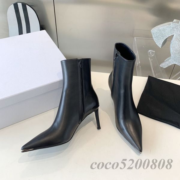 women ankle boots fashion genuine leather mental toe high heels pumps boots runway outfit party dress booties autumn winter 2023, Black;white
women ankle boots fashion genuine leather mental toe high heels pumps boots runway outfit party dress booties autumn winter 2023, Black;white