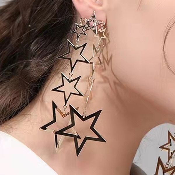fashionable personality exaggerated hollowed out long pentagram earrings new style simple thin tassel earrings, Silver
fashionable personality exaggerated hollowed out long pentagram earrings new style simple thin tassel earrings, Silver