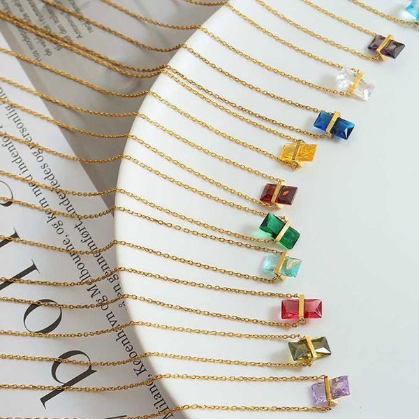dainty square zircon bijoux waterproof stainless steel chain with zodiac birthstone charm necklace, Silver
dainty square zircon bijoux waterproof stainless steel chain with zodiac birthstone charm necklace, Silver