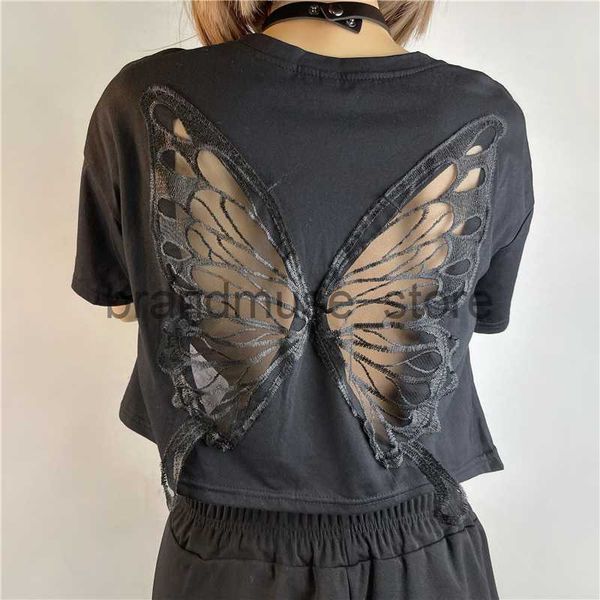 women's t-shirt harajuku butterfly wings black t-shirt hollow out short sleeve crop e-girl dark academia grunge pullovers tees women j2, White
women's t-shirt harajuku butterfly wings black t-shirt hollow out short sleeve crop e-girl dark academia grunge pullovers tees women j2, White