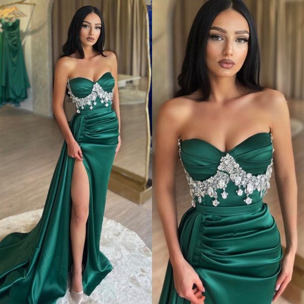 elegant emerald green prom dresses diamond sweetheart party evening gowns split formal long special occasion dress, Black
elegant emerald green prom dresses diamond sweetheart party evening gowns split formal long special occasion dress, Black