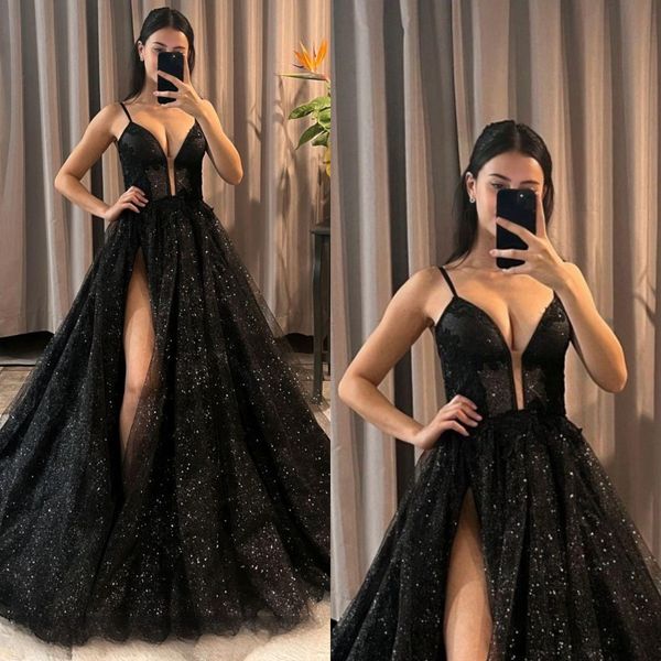 gorgeous black prom dresses straps appliques glitter party evening gowns split formal red carpet long special occasion dress
gorgeous black prom dresses straps appliques glitter party evening gowns split formal red carpet long special occasion dress