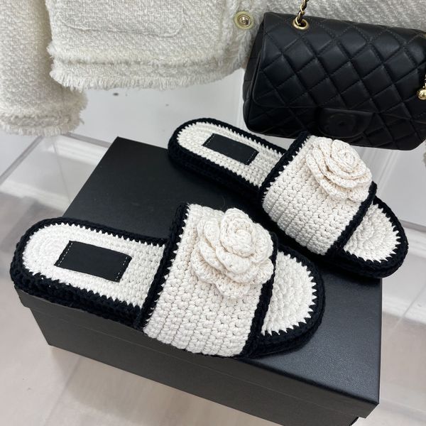 women summer slippers knitting slippers flower leisure slides designer shoes summer open-toes roman vacation beach slppers woman, Black;white
women summer slippers knitting slippers flower leisure slides designer shoes summer open-toes roman vacation beach slppers woman, Black;white