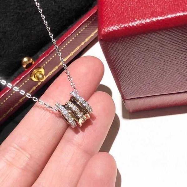 ul86 high-quality card three ring necklace 925 sterling silver two color rose gold circle clipper card pendant collar chain, Black
ul86 high-quality card three ring necklace 925 sterling silver two color rose gold circle clipper card pendant collar chain, Black