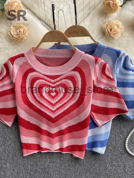 women's t-shirt singreiny women short sleeves knitted summer o neck elastic waist short t shirt korean style y2k heart print knit blou, White
women's t-shirt singreiny women short sleeves knitted summer o neck elastic waist short t shirt korean style y2k heart print knit blou, White