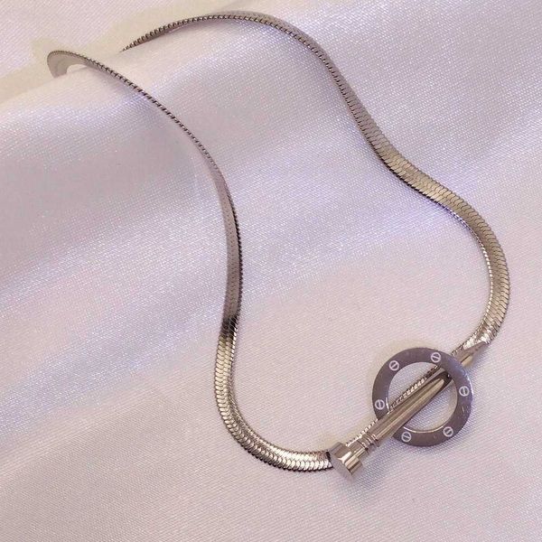 high-quality c card titanium steel clip nail necklace female snake bone one word stainless personality simple chain, Black
high-quality c card titanium steel clip nail necklace female snake bone one word stainless personality simple chain, Black
