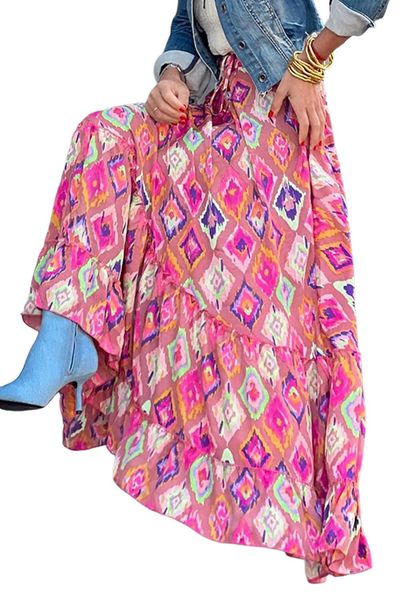 wholesale new design boho clothing multicolor geometric print women long maxi skirts, White
wholesale new design boho clothing multicolor geometric print women long maxi skirts, White
