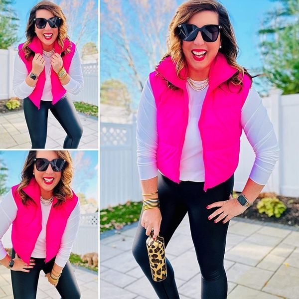 womens fall winter outerwear,solid color puffer down zipper sleeveless jackets coat stand up collar warm vest waistcoat, Black;white
womens fall winter outerwear,solid color puffer down zipper sleeveless jackets coat stand up collar warm vest waistcoat, Black;white