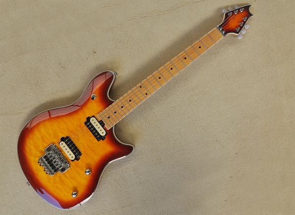 brown electric guitar with floyd rose maple fretboard quilted maple veneer customizable
brown electric guitar with floyd rose maple fretboard quilted maple veneer customizable