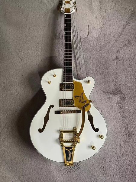 factory custom the white falcon 6120 semi hollow body jazz tuners electric guitar with tremolo
factory custom the white falcon 6120 semi hollow body jazz tuners electric guitar with tremolo