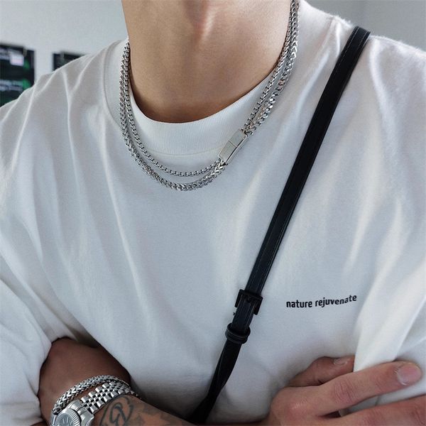 japanese double layer magnet buckle necklace bracelet men's cold street hip hop collar chain titanium steel does not fade, Silver
japanese double layer magnet buckle necklace bracelet men's cold street hip hop collar chain titanium steel does not fade, Silver