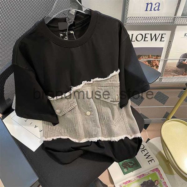 women's t-shirt cowboy patchwork t-shirt women korean 2022 summer new arrival personality fashion loose o-neck short sleeve t-shirt j23, White
women's t-shirt cowboy patchwork t-shirt women korean 2022 summer new arrival personality fashion loose o-neck short sleeve t-shirt j23, White