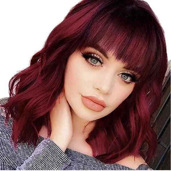 nxy hair wigs 8 14 inch synthetic burgundy short curly bob with bangs shoulder length wine red for women 230619, Black
nxy hair wigs 8 14 inch synthetic burgundy short curly bob with bangs shoulder length wine red for women 230619, Black